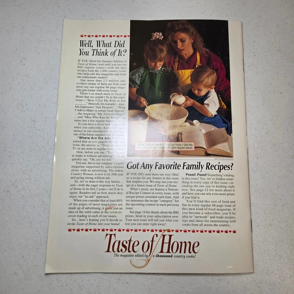 1995 Taste of Home Sampler Edition No 3 Michigan Cherry Dessert Recipes